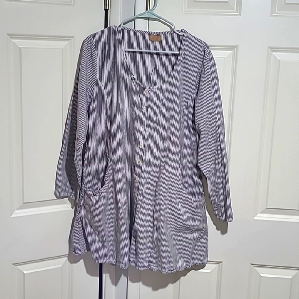 Tulip striped cotton tunic XL L